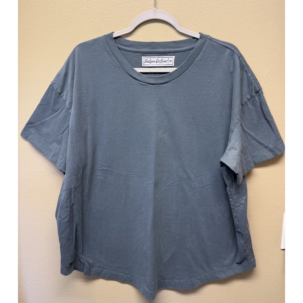 Chelsea Deboer By Lily & Lottie Tee Blue Curved Hem Oversized Medium